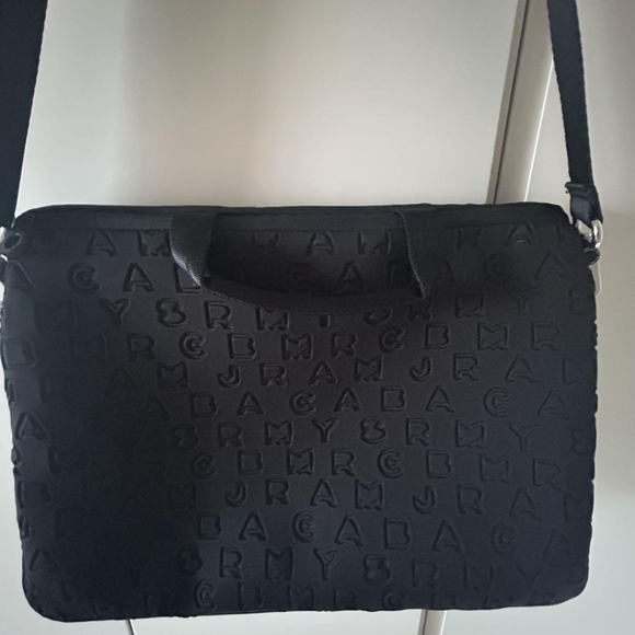 Marc Jacobs Designer Black Laptop Logo Tech messenger tote briefcase Bag - Picture 16 of 16
